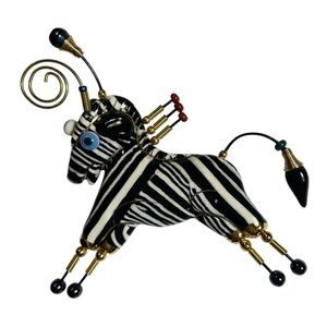 Cynthia Chuang “Jewelry 10” Whimsical Zebra Porcelain Handpainted Brooch Pin